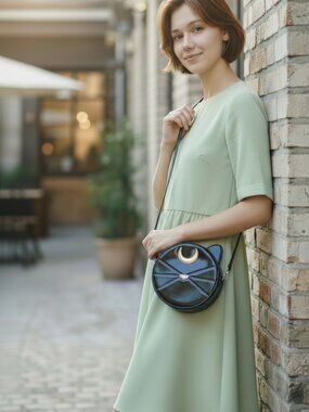 New Mystical Sailor Luna Black Cat Kitten Face Moon Crossbody Womens Bag Purse